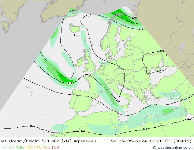 Jet stream Arpege-eu Sáb 25.05.2024 12 UTC