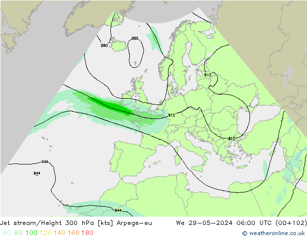 Jet Akımları Arpege-eu Çar 29.05.2024 06 UTC