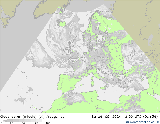 Nuages (moyen) Arpege-eu dim 26.05.2024 12 UTC