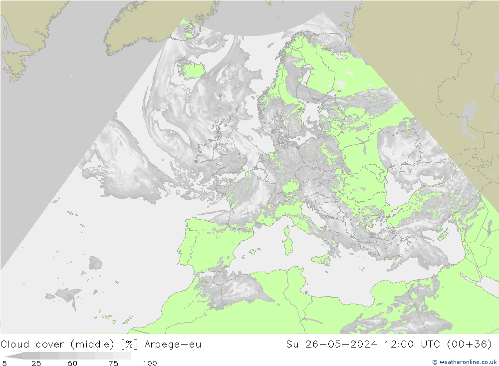 Nuages (moyen) Arpege-eu dim 26.05.2024 12 UTC