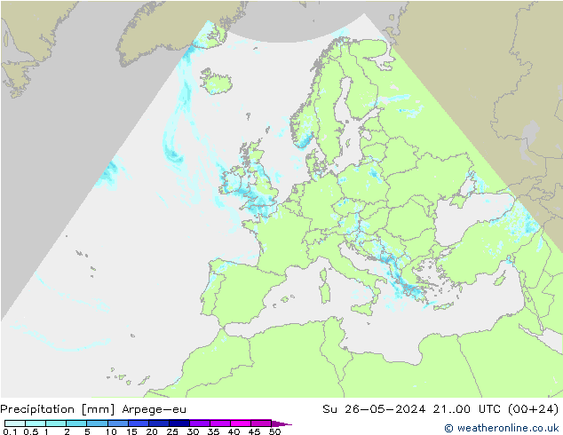 Yağış Arpege-eu Paz 26.05.2024 00 UTC