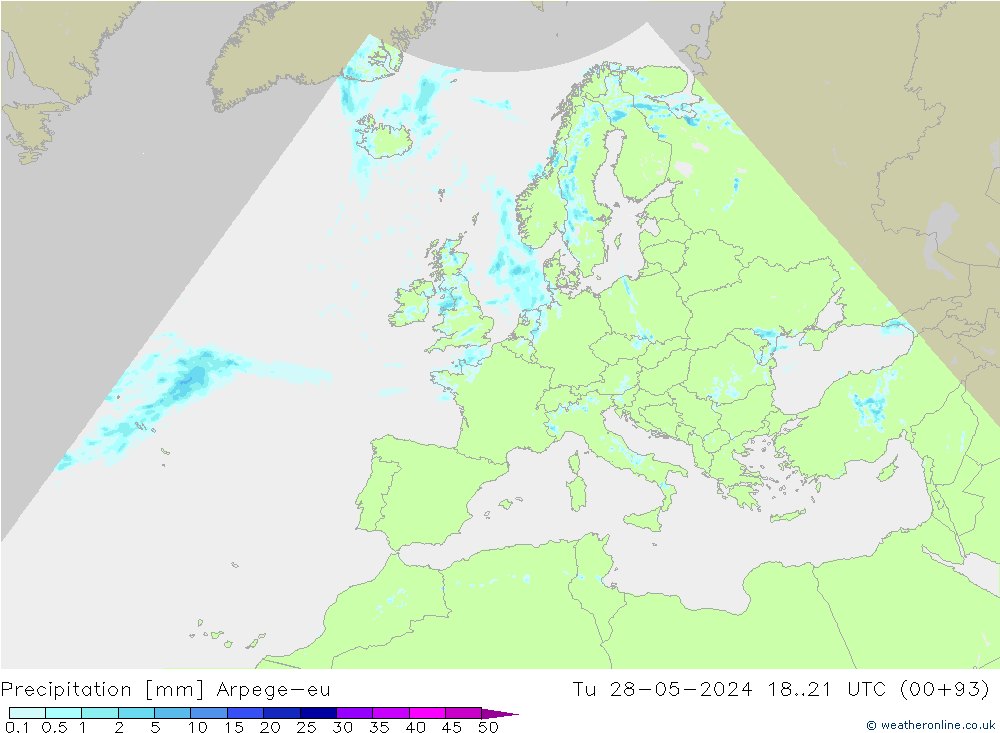 Precipitación Arpege-eu mar 28.05.2024 21 UTC