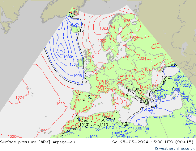 Atmosférický tlak Arpege-eu So 25.05.2024 15 UTC