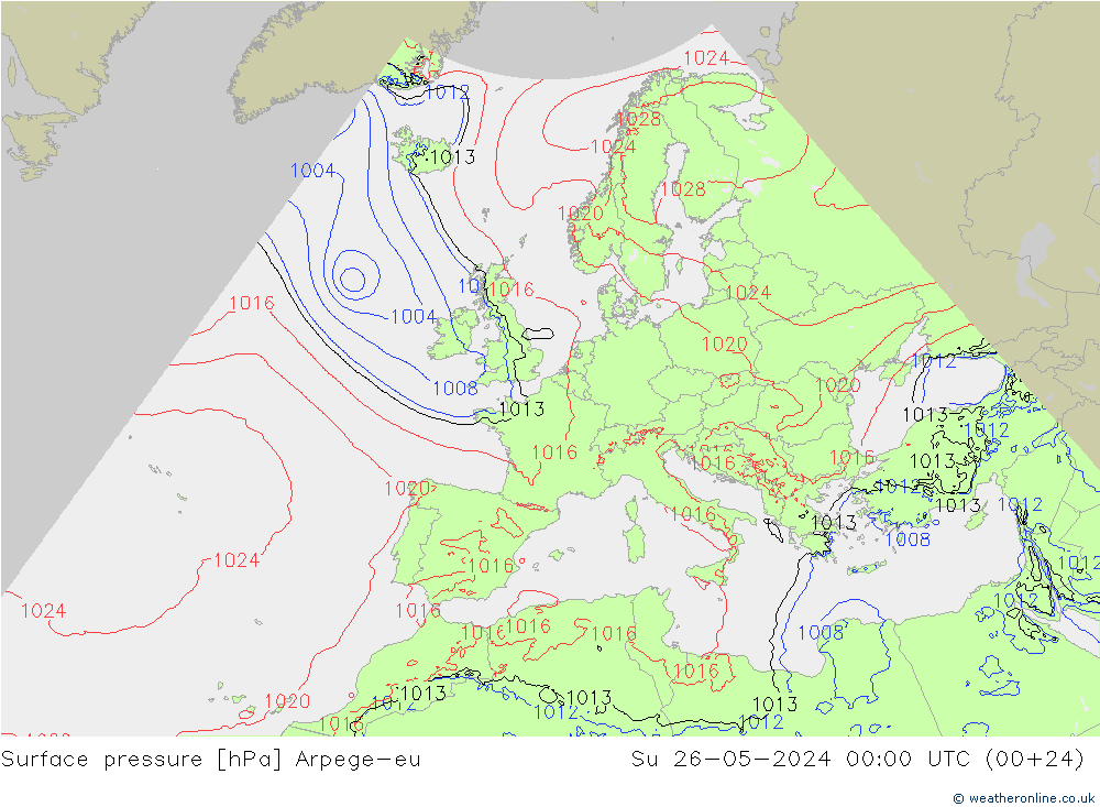 Surface pressure Arpege-eu Su 26.05.2024 00 UTC