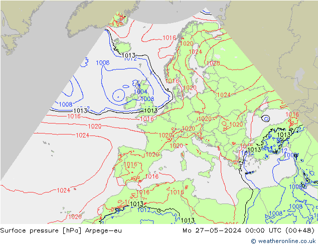 pressão do solo Arpege-eu Seg 27.05.2024 00 UTC