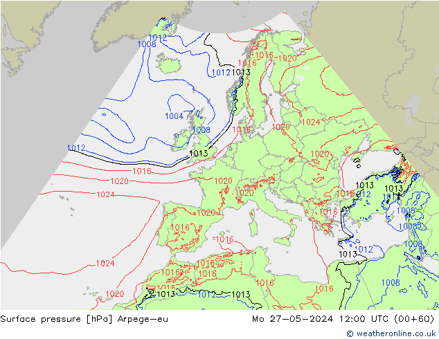 地面气压 Arpege-eu 星期一 27.05.2024 12 UTC