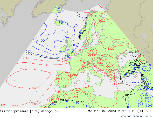 приземное давление Arpege-eu пн 27.05.2024 21 UTC