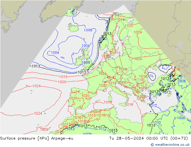 Surface pressure Arpege-eu Tu 28.05.2024 00 UTC