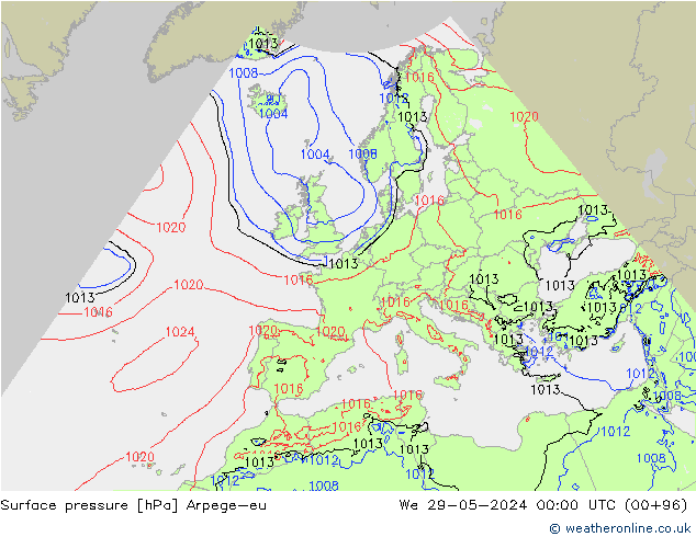 pressão do solo Arpege-eu Qua 29.05.2024 00 UTC