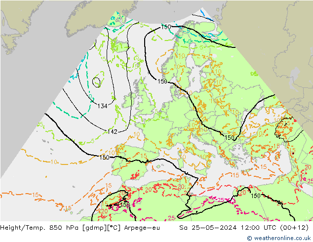 Geop./Temp. 850 hPa Arpege-eu sáb 25.05.2024 12 UTC