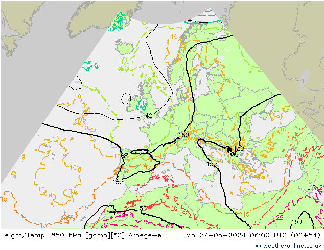 Height/Temp. 850 hPa Arpege-eu Mo 27.05.2024 06 UTC