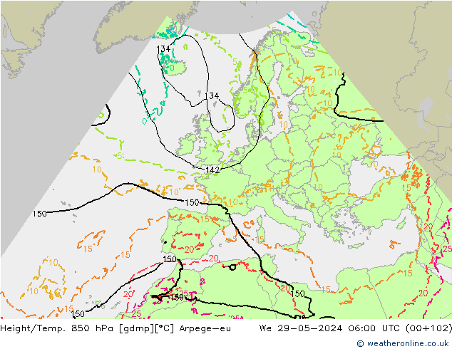 Height/Temp. 850 гПа Arpege-eu ср 29.05.2024 06 UTC