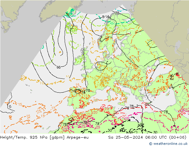 Height/Temp. 925 hPa Arpege-eu Sa 25.05.2024 06 UTC