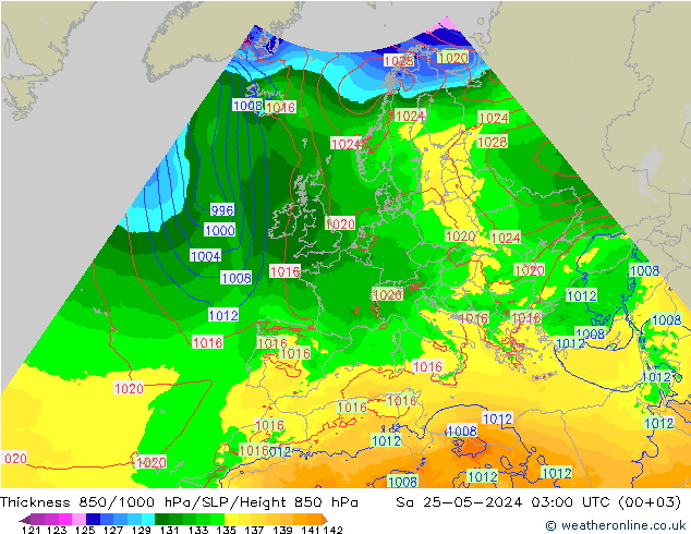 Thck 850-1000 hPa Arpege-eu Sáb 25.05.2024 03 UTC