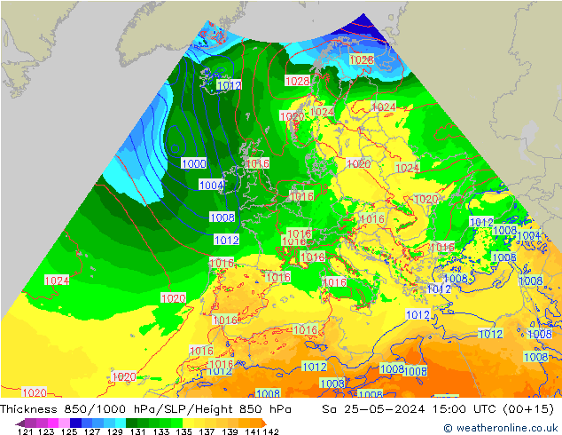 Thck 850-1000 hPa Arpege-eu so. 25.05.2024 15 UTC