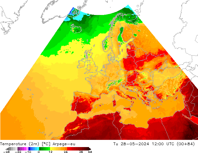 Temperatura (2m) Arpege-eu mar 28.05.2024 12 UTC