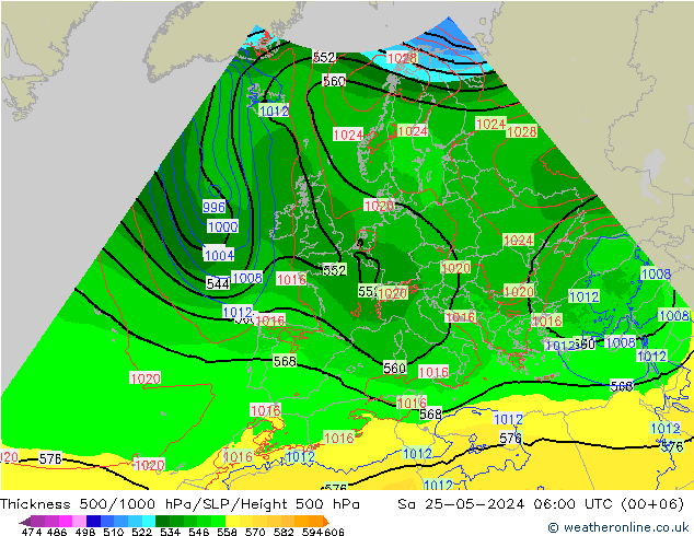 500-1000 hPa Kalınlığı Arpege-eu Cts 25.05.2024 06 UTC