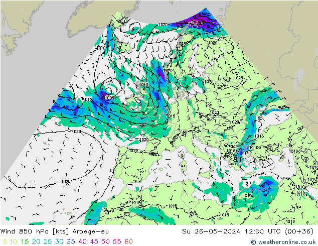  850 hPa Arpege-eu  26.05.2024 12 UTC