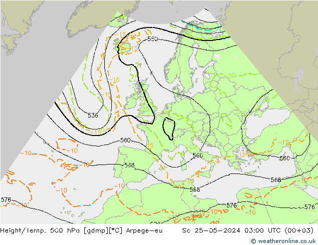 Height/Temp. 500 hPa Arpege-eu  25.05.2024 03 UTC