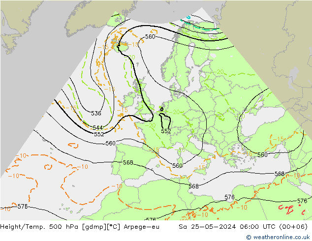 Hoogte/Temp. 500 hPa Arpege-eu za 25.05.2024 06 UTC