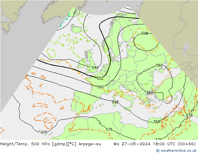 Géop./Temp. 500 hPa Arpege-eu lun 27.05.2024 18 UTC