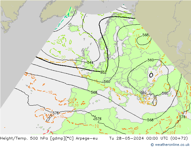 Hoogte/Temp. 500 hPa Arpege-eu di 28.05.2024 00 UTC