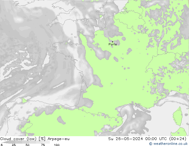 Wolken (tief) Arpege-eu So 26.05.2024 00 UTC