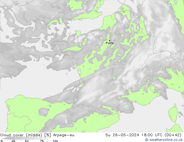 nuvens (médio) Arpege-eu Dom 26.05.2024 18 UTC