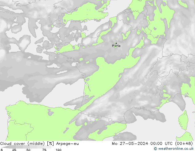 nuvens (médio) Arpege-eu Seg 27.05.2024 00 UTC