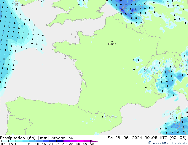 Nied. akkumuliert (6Std) Arpege-eu Sa 25.05.2024 06 UTC