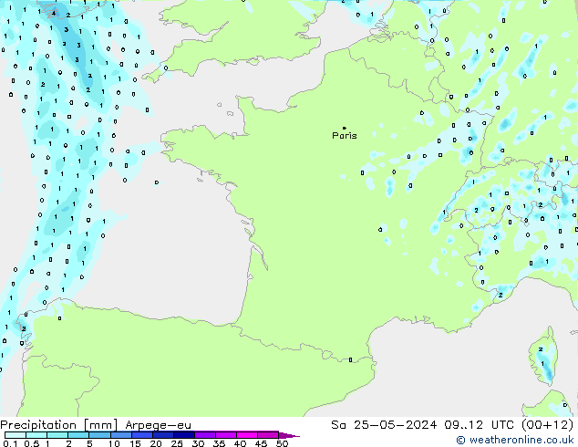 Précipitation Arpege-eu sam 25.05.2024 12 UTC