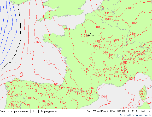 приземное давление Arpege-eu сб 25.05.2024 06 UTC