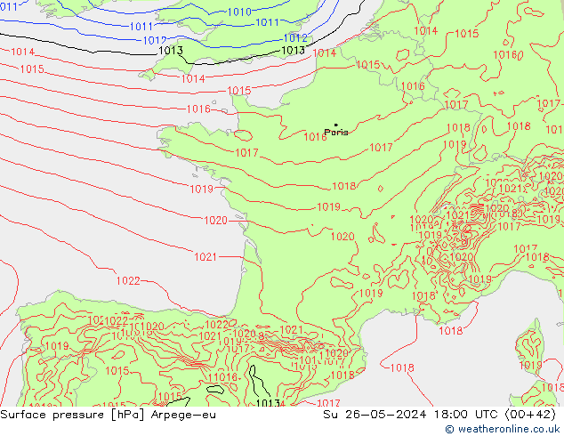 Surface pressure Arpege-eu Su 26.05.2024 18 UTC