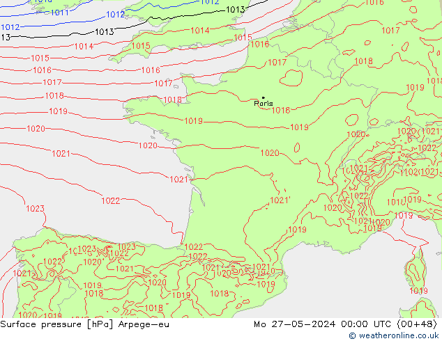Pressione al suolo Arpege-eu lun 27.05.2024 00 UTC