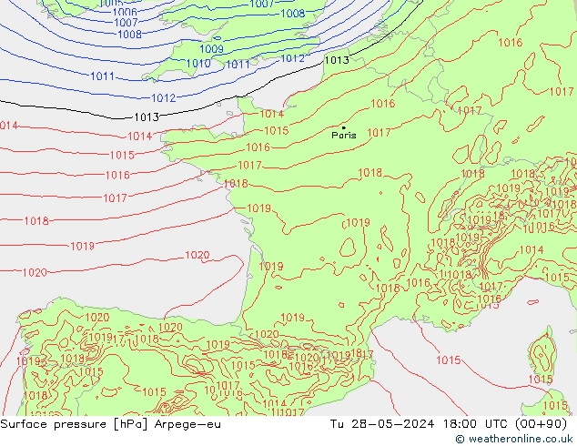ciśnienie Arpege-eu wto. 28.05.2024 18 UTC