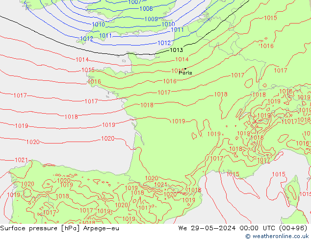 Luchtdruk (Grond) Arpege-eu wo 29.05.2024 00 UTC