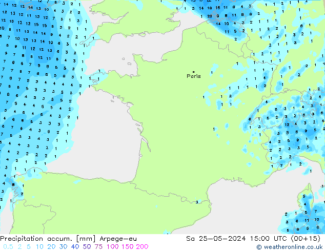 Toplam Yağış Arpege-eu Cts 25.05.2024 15 UTC