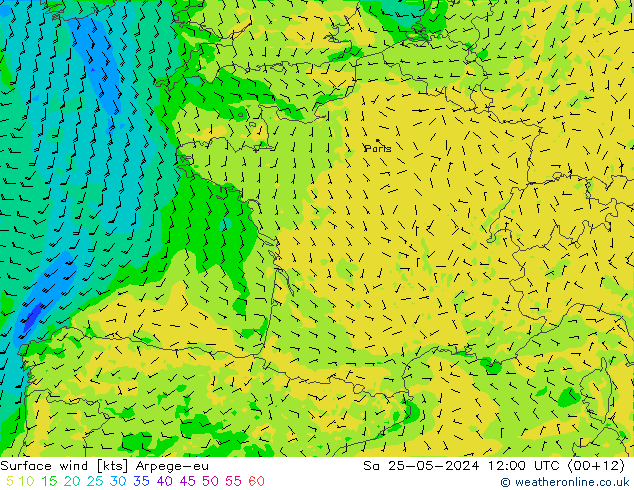 Surface wind Arpege-eu So 25.05.2024 12 UTC