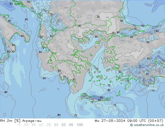 RH 2m Arpege-eu Po 27.05.2024 09 UTC