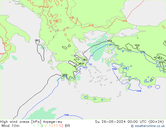 High wind areas Arpege-eu Dom 26.05.2024 00 UTC