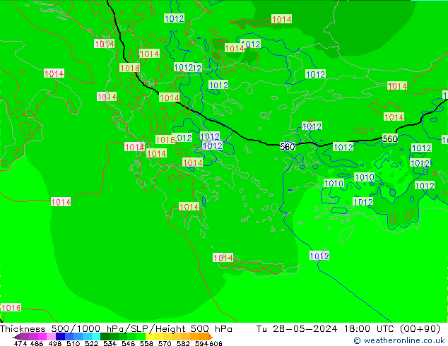 Dikte 500-1000hPa Arpege-eu di 28.05.2024 18 UTC