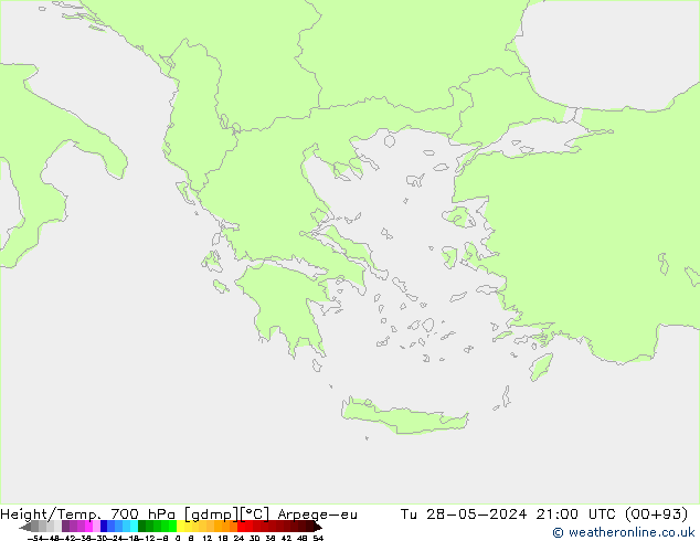 Height/Temp. 700 hPa Arpege-eu Tu 28.05.2024 21 UTC