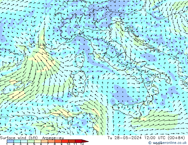 Rüzgar 10 m (bft) Arpege-eu Sa 28.05.2024 12 UTC