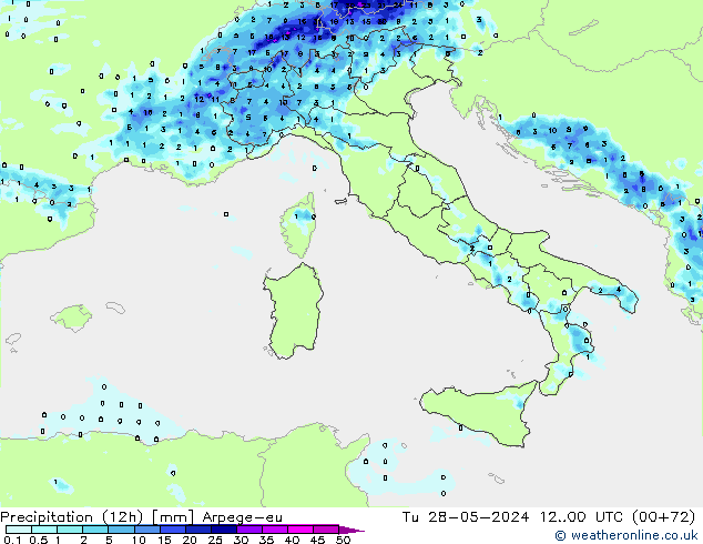 Precipitazione (12h) Arpege-eu mar 28.05.2024 00 UTC