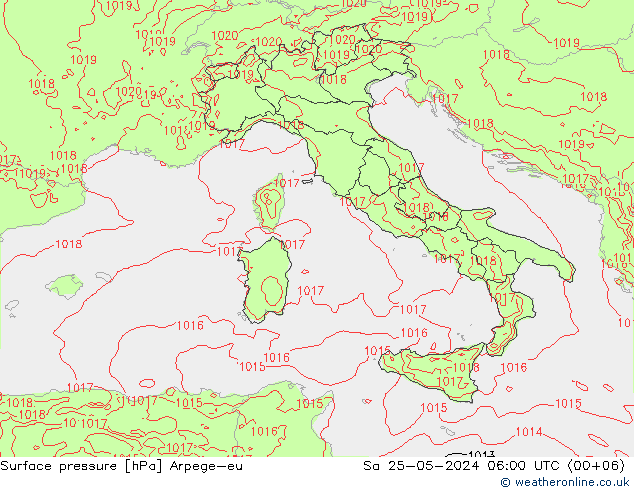 Atmosférický tlak Arpege-eu So 25.05.2024 06 UTC