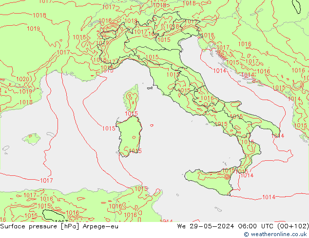 приземное давление Arpege-eu ср 29.05.2024 06 UTC