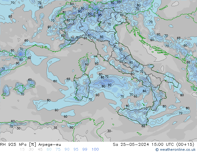 Humidité rel. 925 hPa Arpege-eu sam 25.05.2024 15 UTC