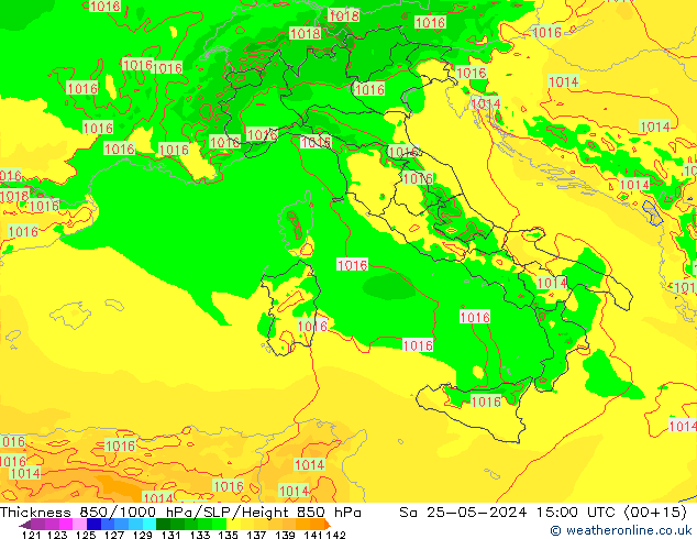 Thck 850-1000 hPa Arpege-eu sam 25.05.2024 15 UTC