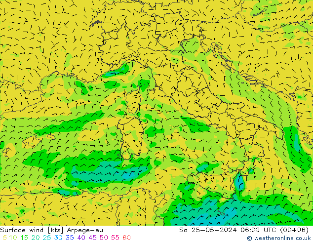 Rüzgar 10 m Arpege-eu Cts 25.05.2024 06 UTC