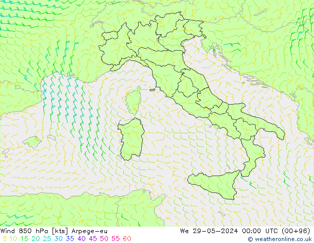 Rüzgar 850 hPa Arpege-eu Çar 29.05.2024 00 UTC